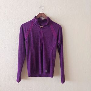 Womens New Balance Purple Anticipate 1/2 Zip Fitted Athletic Shirt